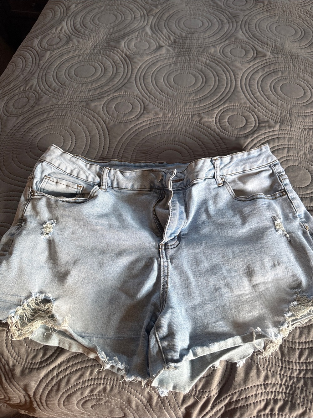 Women’s Distressed Light Blue Denim Shorts